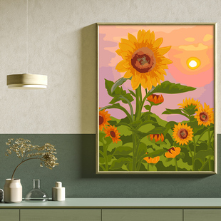 佳彩天颜 油彩画 diy数字油画向日葵太阳花卉风景手绘自填涂色数码