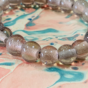 淄博博山12mm藕紫色透色老琉璃散珠手串文玩饰品