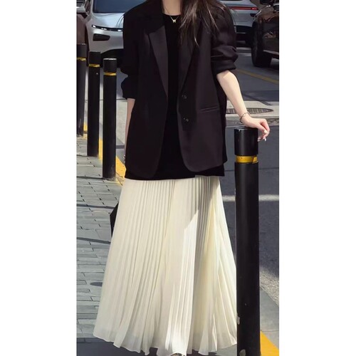 高定设计三层百褶气质优雅半身裙