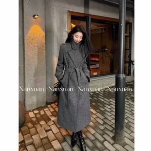 时尚 女中长款 气质加厚毛呢外套高级感呢子羽绒大衣 新款 2025冬季