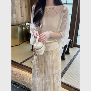 夏季新款女士亚麻薄款针织衫女套头2026复古气质镂空短袖上衣