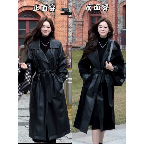 秋冬款高端显瘦加绒两面穿皮衣