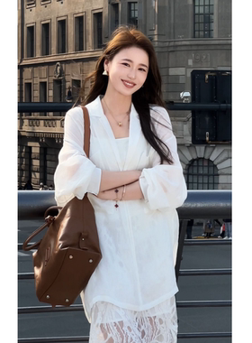 新款100苎麻极简防晒轻薄宽松休闲白色衬衫女2026春夏气质上衣