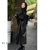 皮衣外套女宽松廓形时尚 2025秋冬款 高端显瘦加绒两面穿中长款 大衣