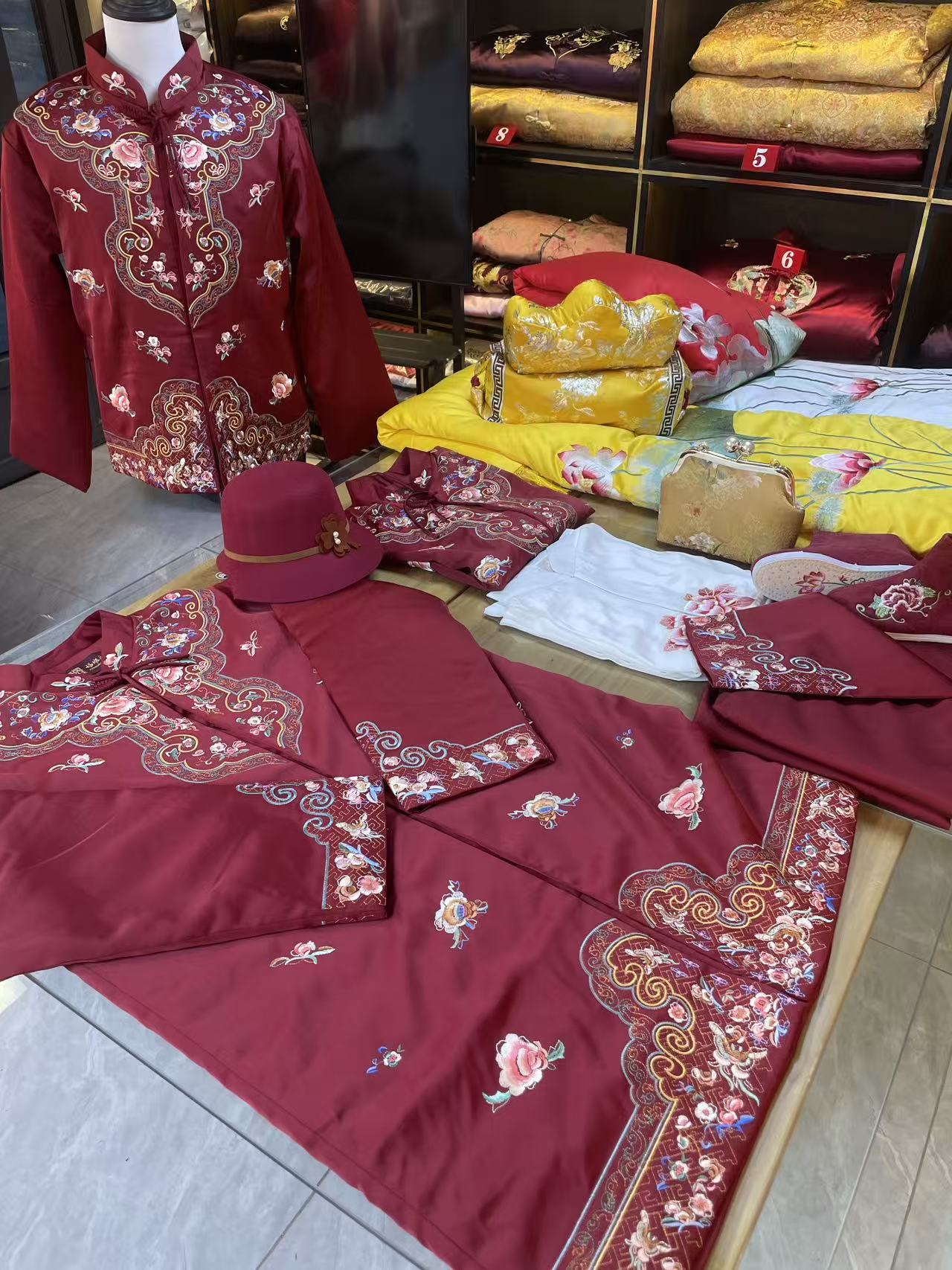 高档真丝苏绣寿服七件套加肥加大中老年女冲喜百年服刺绣全套配齐