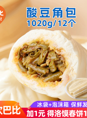 中饮巴比酸豆角肉包12只冷冻半成品家庭早餐馒头包子菜包肉包豆沙