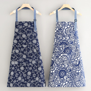 复古围裙夏季薄款帆布透气家用厨房防污耐脏韩版采茶女工作服成人