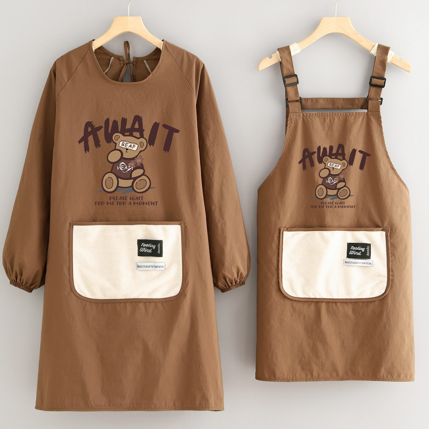 新款防泼水长袖围裙定制印字