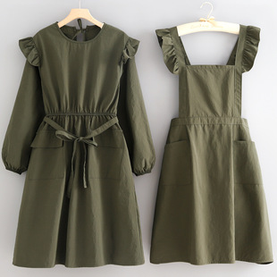 防泼水围裙时尚长袖罩衣家用厨房做饭洋气韩版女士工作服定制印字