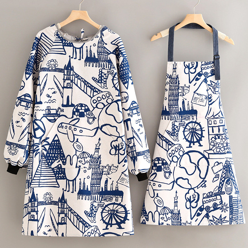 长袖帆布围裙家用厨房防污透气做饭罩衣女2024新款卡通工作服成人,家庭/个人清洁工具,围裙,淘宝优惠券,粉丝福利购,淘宝优惠卷