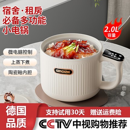 德国出口迷你电饭煲2L小型全自动电煮火锅蒸煮一体多功能煮粥煲汤