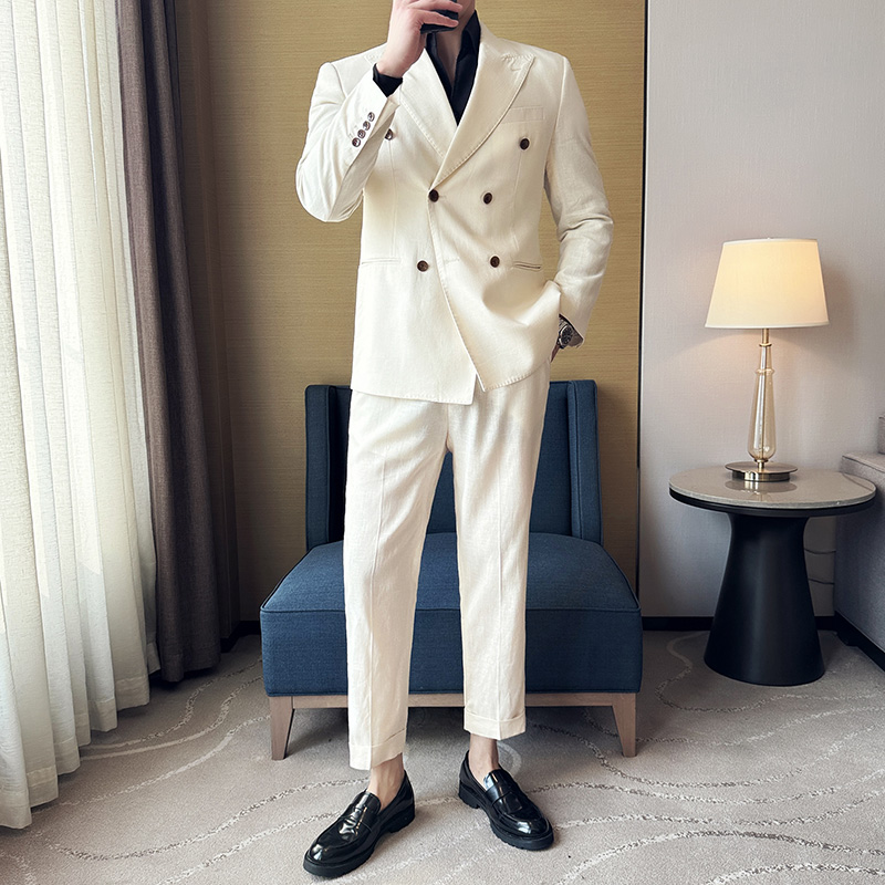 麻料薄款西装~意式那不勒斯轻薄透气潮流西装套装LJT6607-P260，男装休闲套装，电商A213