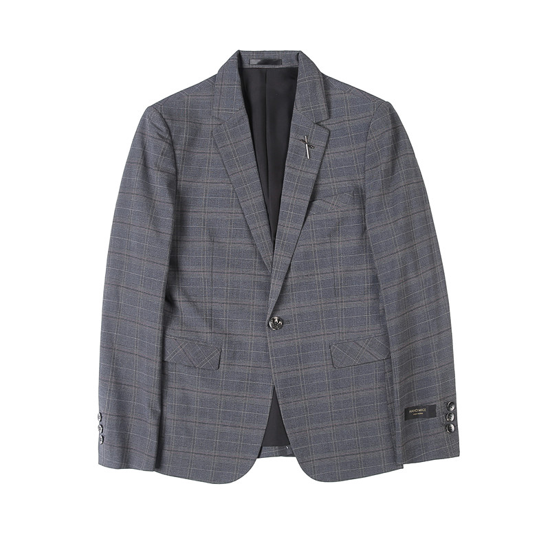 长期做男士格子西装外套修身西服上衣男单西外套帅气DX873/P155,男装西服套装,电商A213