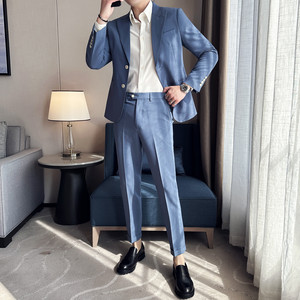 那不勒斯西装套装男高级感商务休闲男款西服外套蓝色LJT622-P230图片