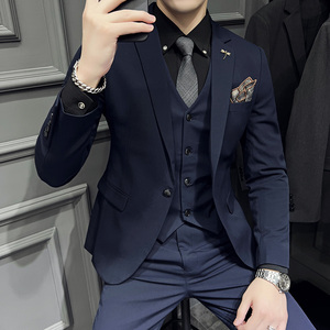 S-7XL主推款~男士西服套装韩版修身西装三件套卡其色SJT105-P265图片