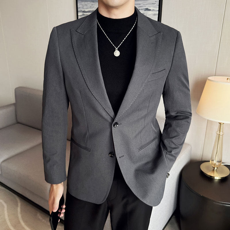 秋装纯色西装外套男西服商务休闲戗驳领两粒扣单西白色DX631-P137,aj搭配西装好看么图片
