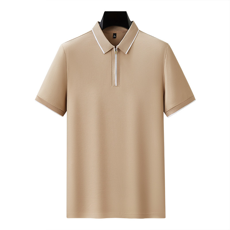 夏季时尚拼色半拉链polo衫男短袖翻领t恤草绿色PL2228-P52,男装Polo衫,电商A213