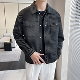 2月15号前到货~帅气显瘦皮衣夹克男修身翻领条纹外套JK857-P118，男装夹克，电商A213