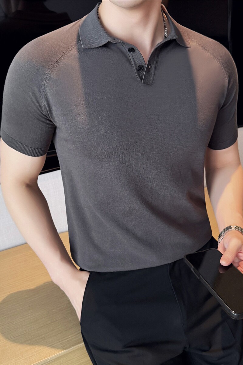 【天丝莱赛尔】夏季冰丝薄款针织POLO衫纯色翻领短袖T恤男T24-P63,男装Polo衫,电商A213