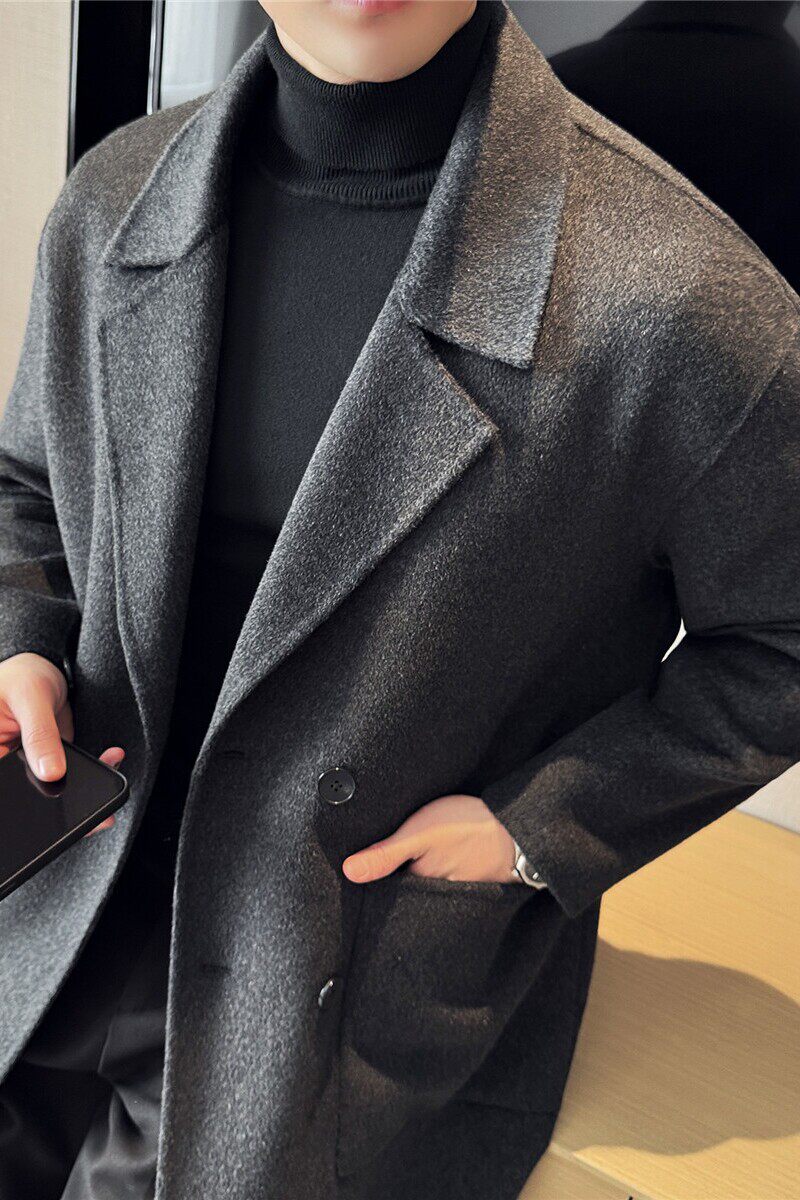 70%羊毛10%天丝5%羊绒高档双面呢大衣男中长款外套潮DY8868-P335，男装毛呢大衣，电商A213