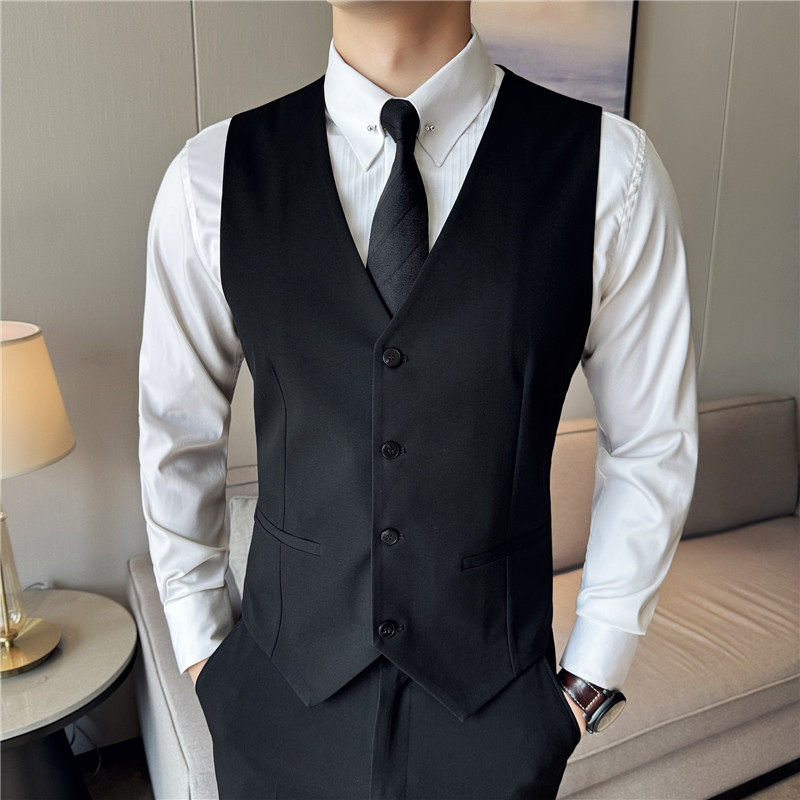 主推款-伴郎服兄弟装男婚礼西装马甲纯色坎肩背心DMJ7053-P40特图片