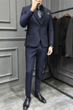 高级感色织面料西服套装条纹一粒扣戗驳领西装三件套SJT8015-P275，男装西服套装，电商A213