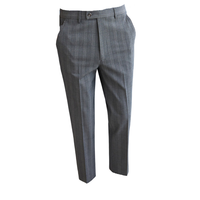 高级感格子西裤男士休闲裤弹力修身小脚西装长裤卡其色XK8033-P75，男装西服套装，电商A213