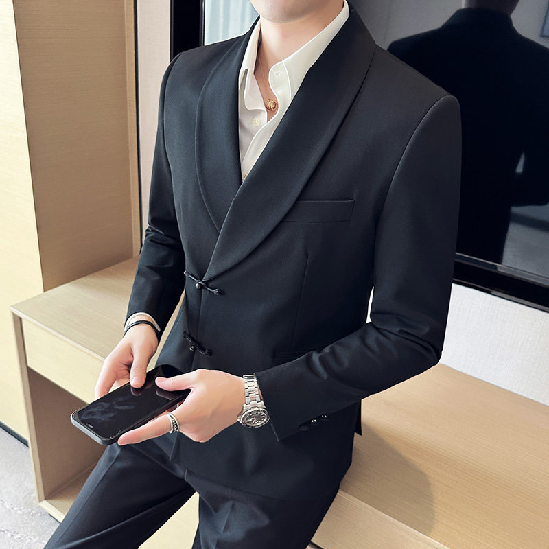 风休闲盘扣西服宴会西装青果领高档帅气西装外套男DX953-P168,男装西服套装,电商A213