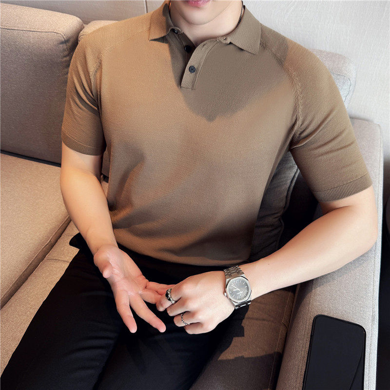 【天丝莱赛尔】夏季冰丝薄款针织POLO衫翻领短袖T恤男蓝色T24-P63,男装Polo衫,电商A213