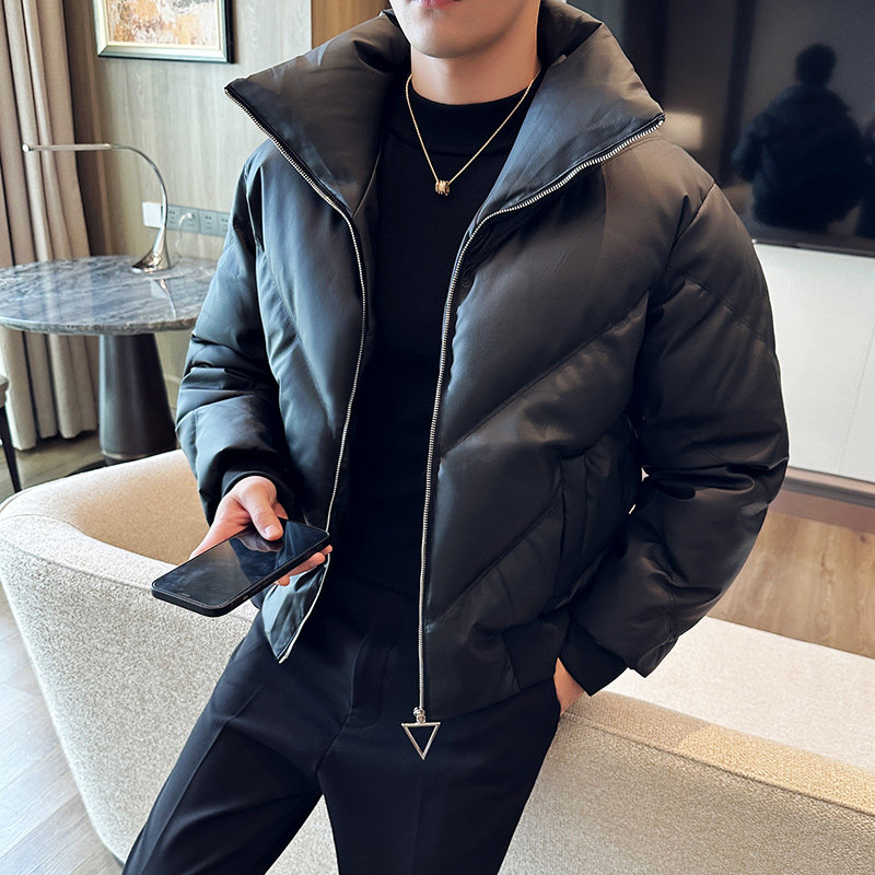 加厚棉衣男大翻领皮外套时尚拉链PU皮夹克面包服MY5517-P208图片