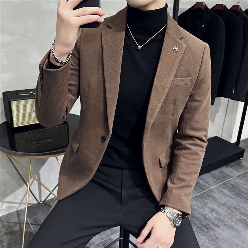 肌理纹高级感男暗条纹毛呢休闲西服外套妮子西服加厚DX6952-P155,男装西服,电商A213