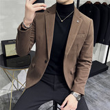 肌理纹高级感男暗条纹毛呢休闲西服外套妮子西服加厚DX6952-P155，男装西服，电商A213