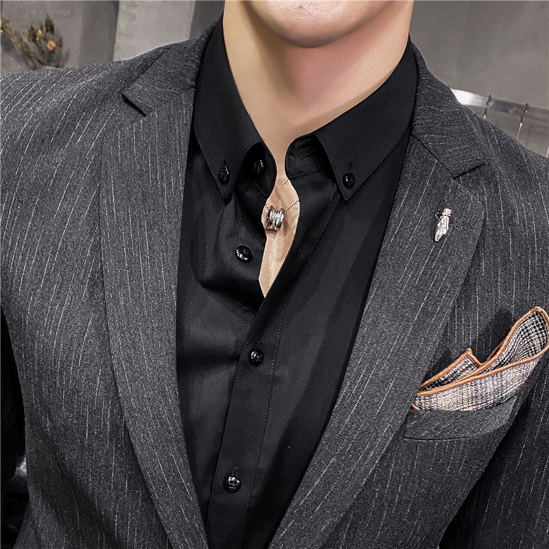 高品质长期做~时尚虚线条纹西装套装修身西服两件套LJT109-P170特,男装西服套装,电商A213