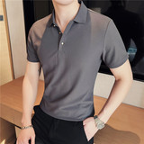 主推高级感华夫格短袖T恤男带领t恤修身polo衫橙色PL2232-P55，男装T恤，电商A213