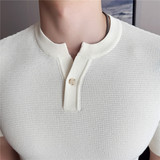 老钱风亨利领针织短袖男T8986-P57，男装Polo衫，电商A213