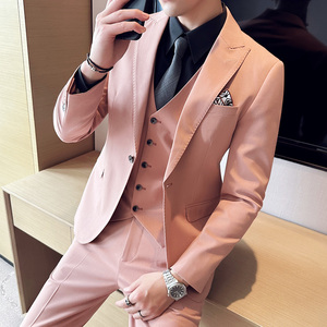 高品质面料西服套装一粒扣戗驳领西装三件套男SJT8012-P275图片