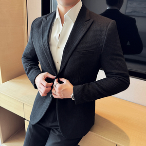 小香风时尚休闲西装外套男加厚西服商务休闲质感单西DX625-P155图片