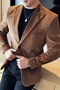 高级感肌理纹西装外套男加厚毛呢西服商务休闲质感单西DX624-P137图片