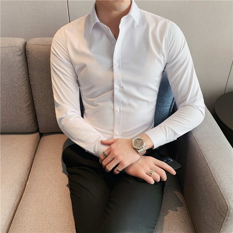 不断货2025新款英伦衬衫大码修身男长袖衬衫打底衬衫黑色CS01/P30,男装T恤,电商A213