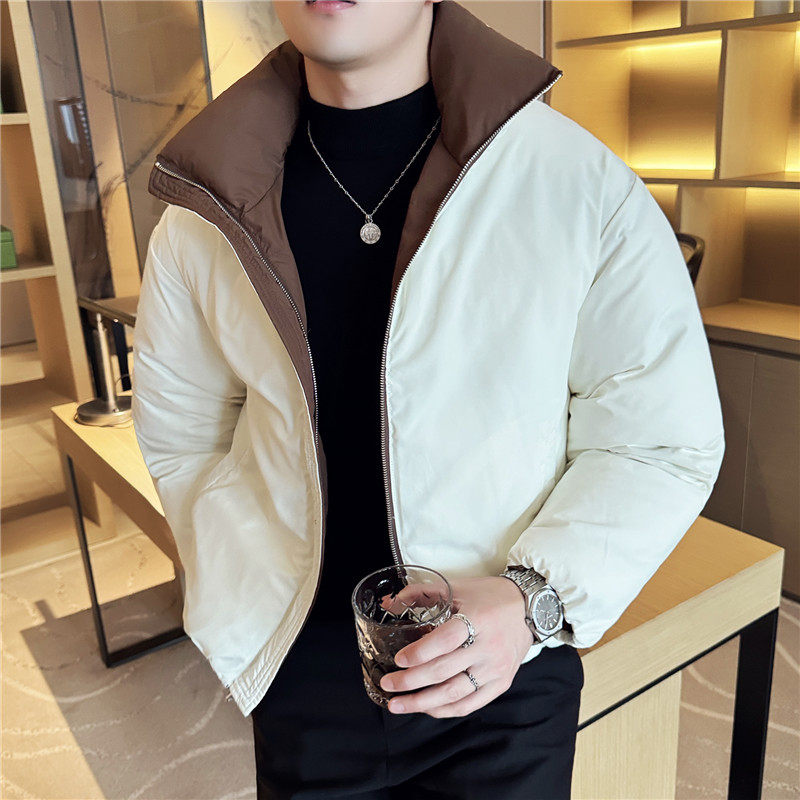 双面穿高级感加厚棉衣短款时尚保暖棉服立领外套黑色M23083-P193，男装棉衣，电商A213