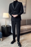 拼色领~结婚西服套装男礼服塔士多西装两件套LJT670-P257，男装西服套装，电商A213