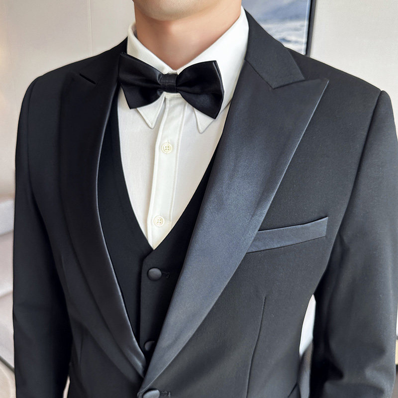 M-7XL主推款结婚西服男礼服塔士多拼接西装三件套SJT116-P200特，男装西服套装，电商A213