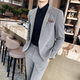 长期做条纹休闲小西装男套装修身帅气西服两件套LJT108/P225，男装西服套装，电商A213