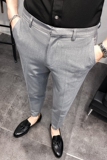 纯色时尚西裤男弹力修身小脚英伦休闲裤长裤浅灰色A380/XK05/P65，男装西裤，电商A213