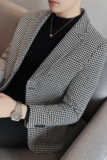 补齐大货~西装外套男潮流修身黑白拼接千鸟格子西服男DX916-P138，男装西服套装，电商A213