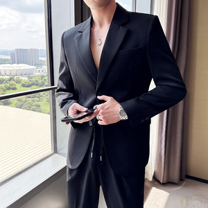 英伦风高级感西服套装男微阔垂感西装两件套白色LJT5507-P235图片