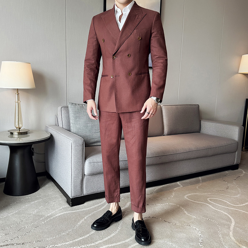 麻料薄款西装~意式那不勒斯轻薄透气潮流西装套装LJT6607-P260,男装休闲套装,电商A213