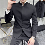 新中式立领小西装男休闲高级感修身西服中山装外套DX119-P137，男装西服套装，电商A213