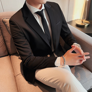 质感高档斜纹帅气西服男休闲西装外套深蓝色DX0589-P155图片