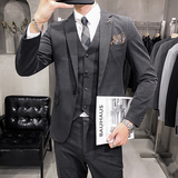 S-7XL主推高品质男士西服套装韩版修身西装三件套深灰SJT105-P265，男装西服，电商A213